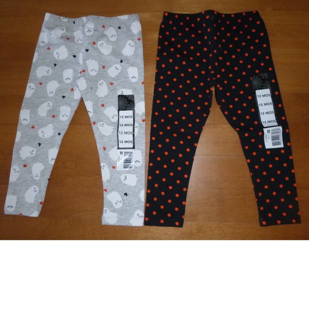 Baby Toddler Girls Halloween Leggings Pants Size 18 mo Ghosts Polka Dots  NWT